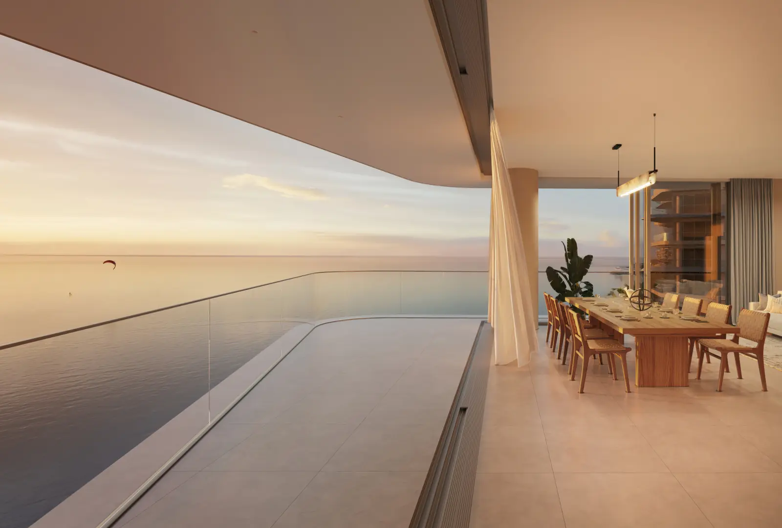 Fahid Beach Residences: Terrasse mit Essplatz und Meerblick