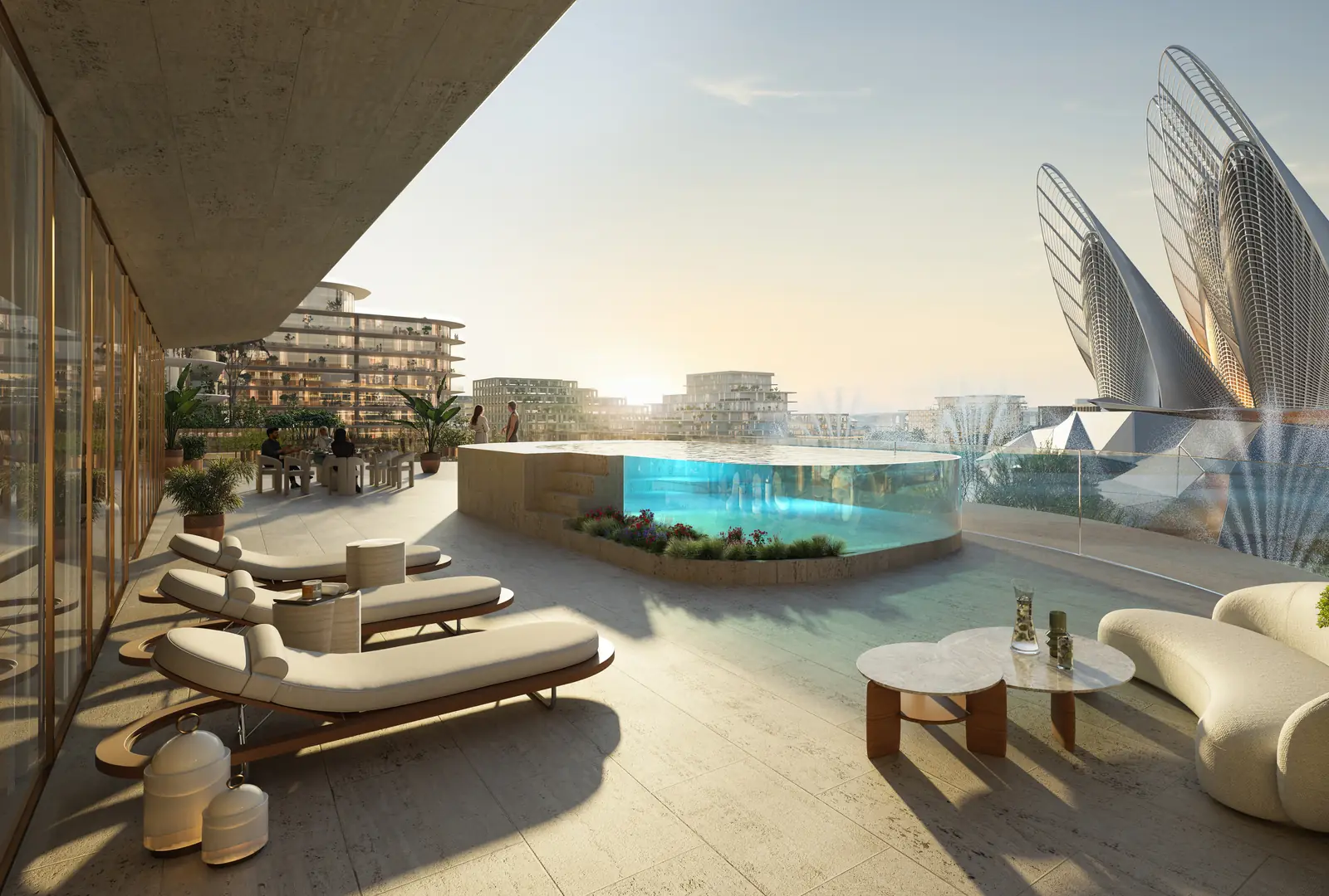 Mandarin Oriental The Residences: Terrasse mit Liegen und Pool