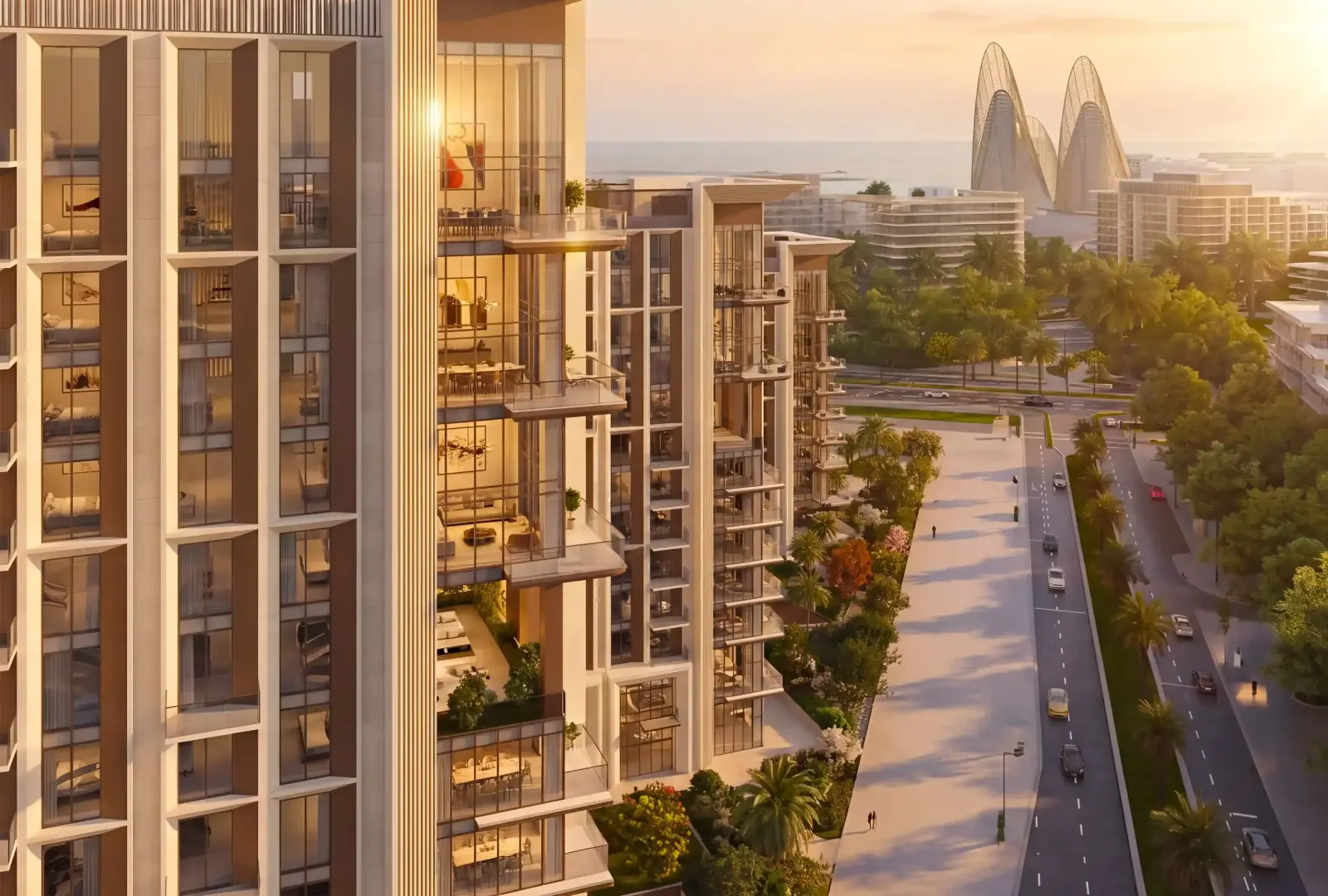 Sei Saadiyat: Straßenansicht in der Dämmerung